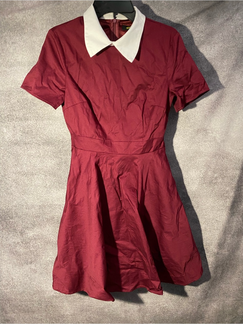 Wedtrend Women XS Burgundy Short Sleeve Peter Pan Collar Fit & Flare Swing Dress